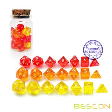 Bescon Mini Dice Gem Set 21pcs -21 Gem Mini Polyhedral Dice, 3 colors in Complete Set of 7, Miniature 10MM Dice Size