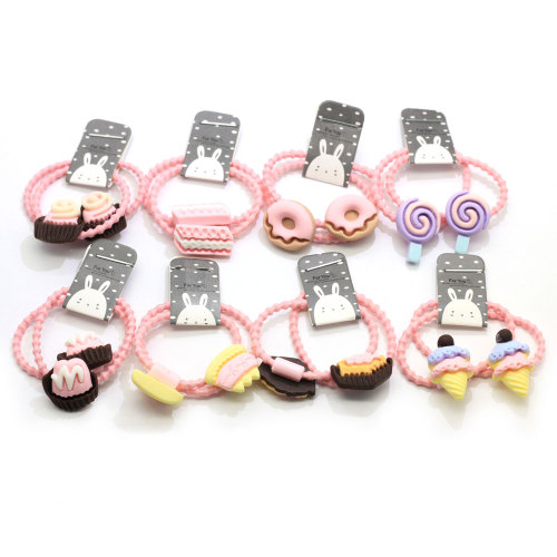 Bulk 100 Stks Pastel Baby Girl Kind Kids Elastische haarband Zoet Dessert Decoratie Rubber Haarband Hoofdband Paardenstaarthouder