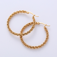 Stylish Bulk Stainless Steel 18K Gold Plated Twisted Rope Round Hoop Earrings Trend