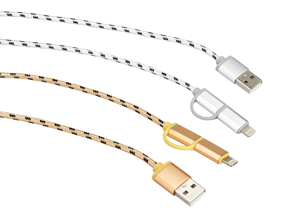 Cotton braided sleeve for charging cable