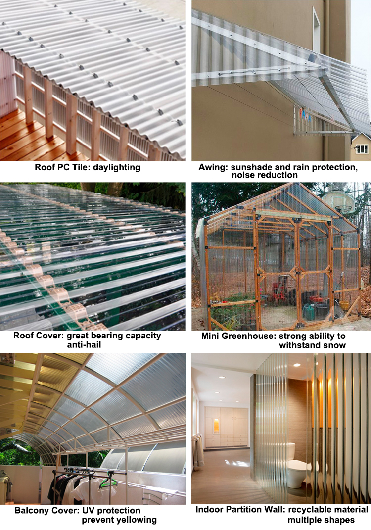 Polycarbonate Corrugated Sheet PC Roofing Panels Plastic Greenhouse Roof Material