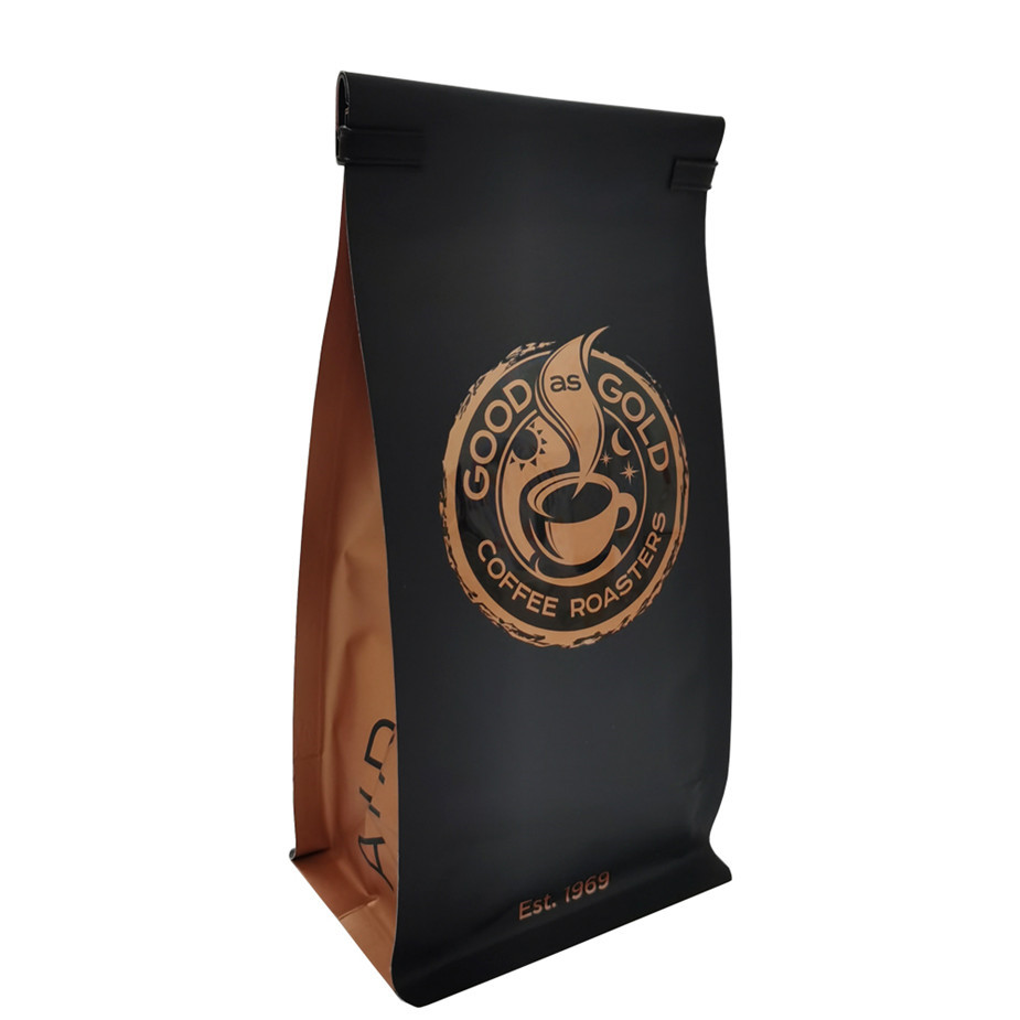 شعار مخصص طباعة قابلة للاستمتاع بربط القصبة الأنبوبية أكياس أكياس القهوة السفلية مسطحة مع صمام