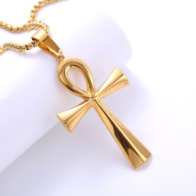 Wholesale Ancient Egyptian Jewelry: Waterproof Stainless Steel Ankh Cross Pendant Necklaces for Men and Women