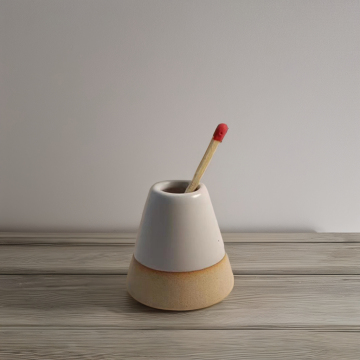 Cone Shape Ceramic Match Holder with Striker Pot Container