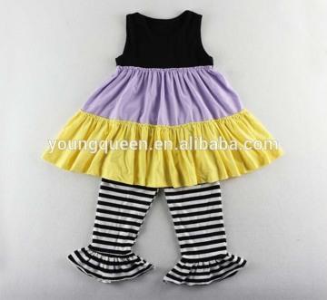 CL22 child dress suit tri-color stitching cotton sleeveless princess girl suit