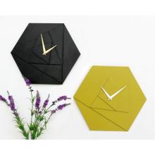 23870Wooden hexagonal wall clock time bell