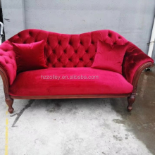 French Style Luxury Wooden Sofa with Tufted Buttons Design