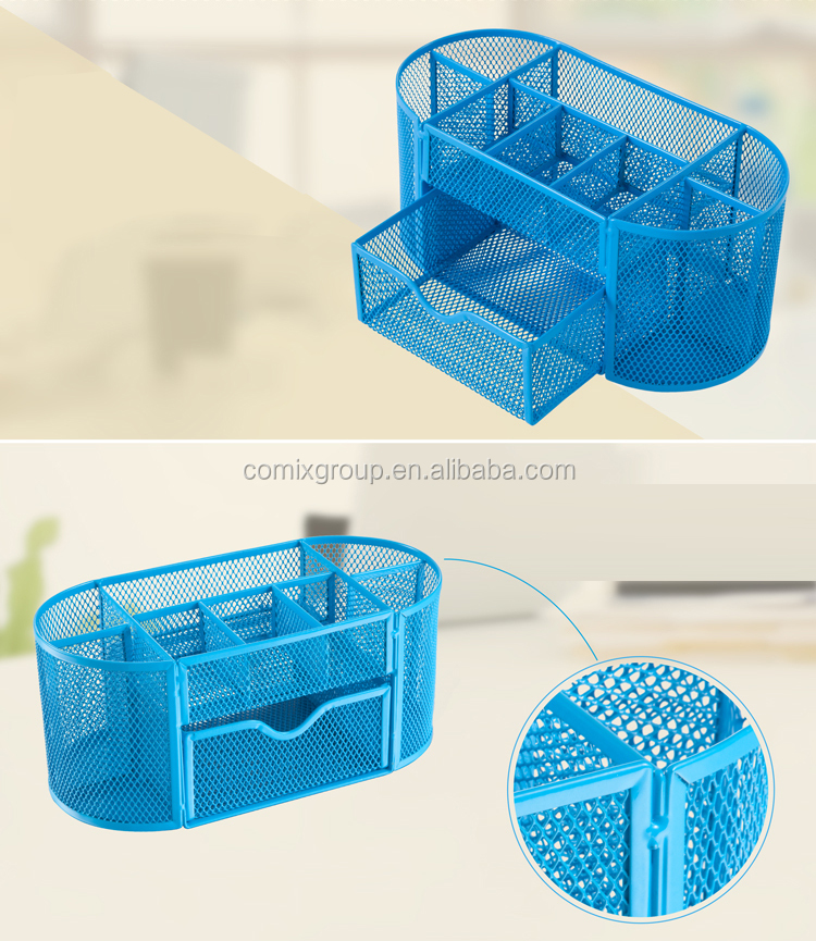 Comix Metal Mesh Pen Stand Multi-function Desktop Pen Holder for Office / Home