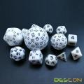 Bescon Complete Polyhedral Dice Set 13pcs D3-D100, 100 Sides Dice Set Opaque White