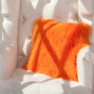 Orange Lamb Fur Pillow Double Sided Fur