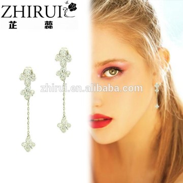 silver jewelry long hanging earrings flower earring