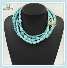 2015 Hotsale Handmade Chunky Bead Necklace, Multi Layer Popular Chunky Bead Collar Necklace