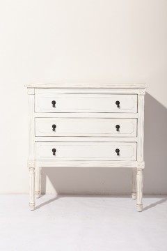 Hotel furniture three drawer white panited vintage hotel nightstands