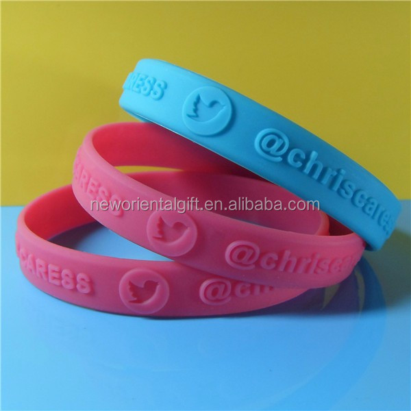 Custom Embossed silicone wristbands , Embossed silicone bracelets