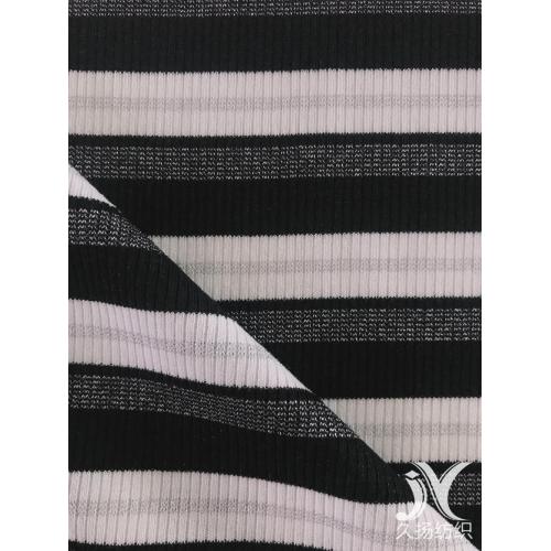 Stripe Metallic Rib Knit Fabric