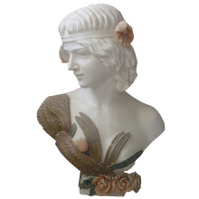 Handcarved marble bust of woman sculpture