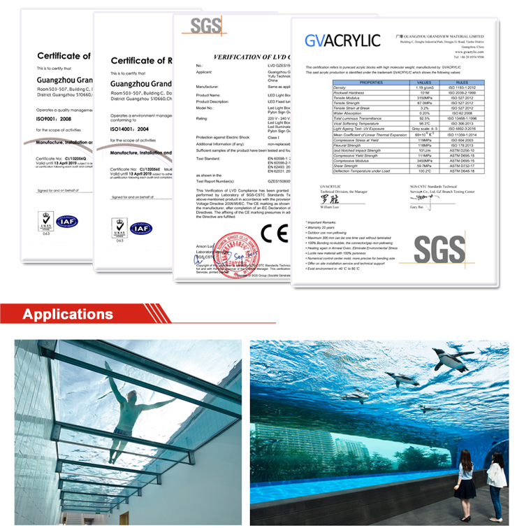 50mm 60mm 80mm 100mm 120mm acrylic swimming pool transparent