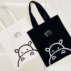 Custom cute bear canvas shopping hand bags