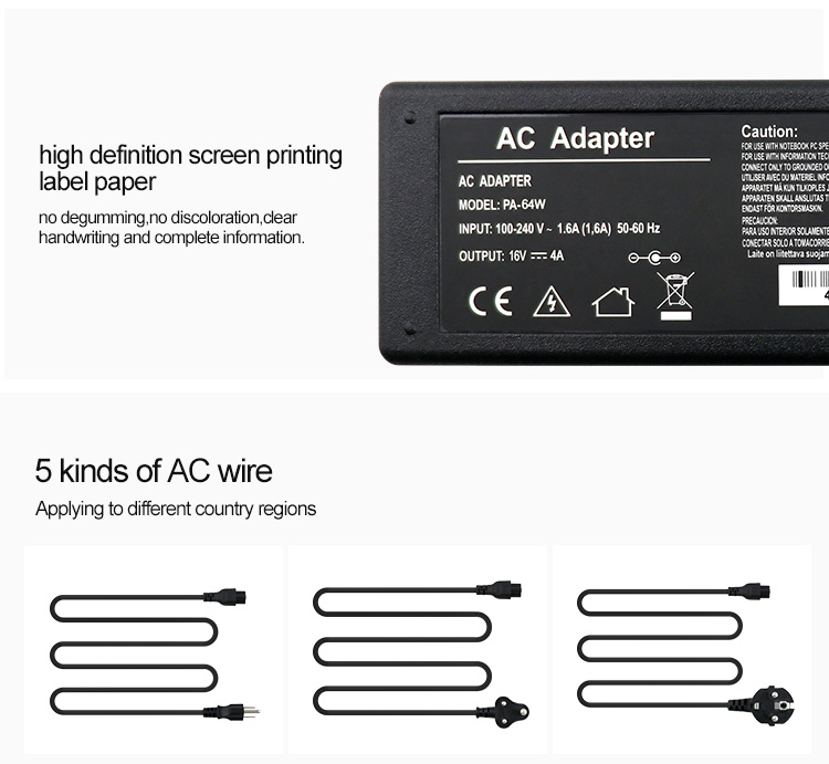 16V 4A adapter