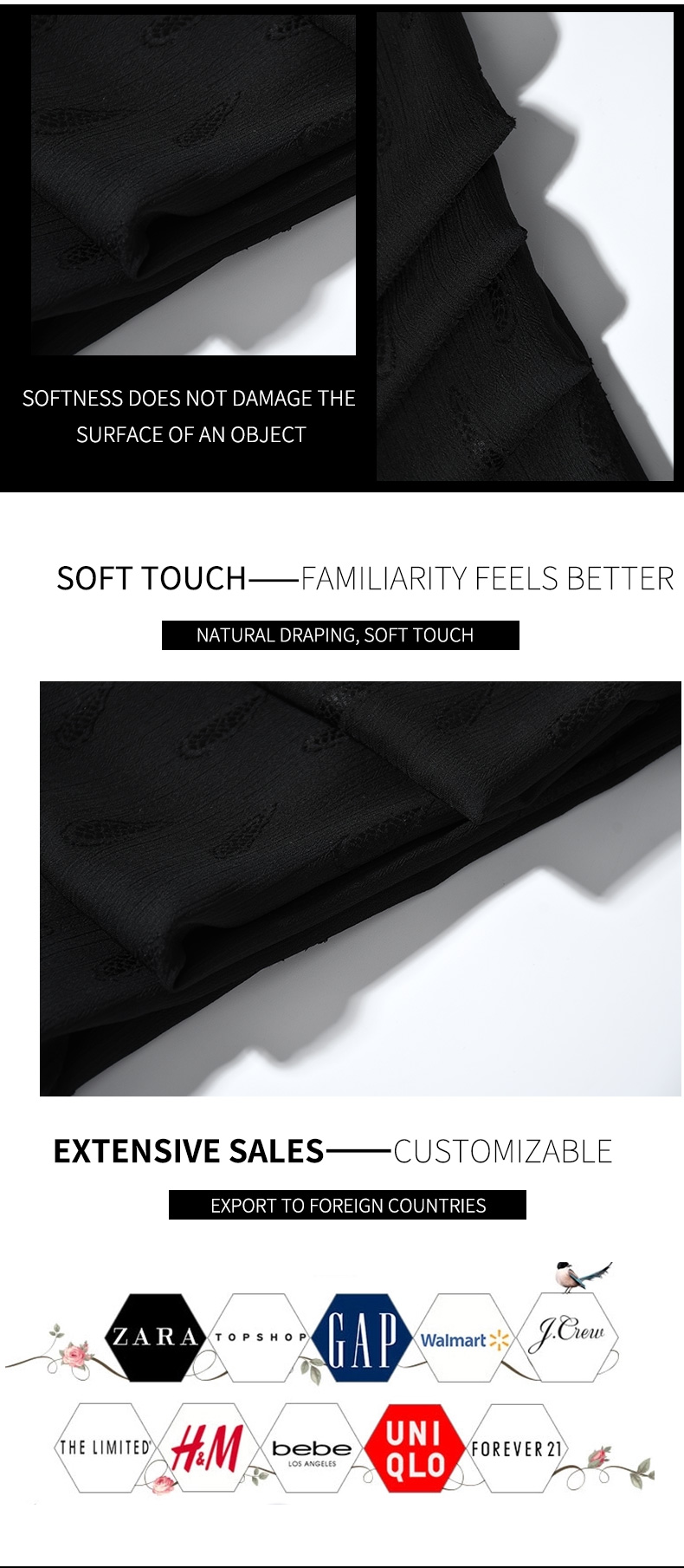 100% Polyester Cut Flower Chiffon Fabric