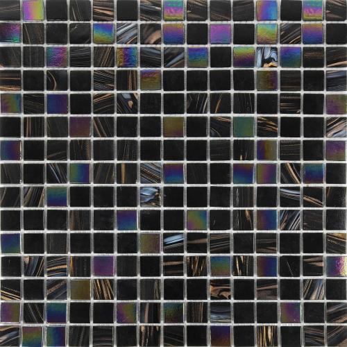 Línea de oro arco iris negro de cristal de lujo azulejos de mosaico