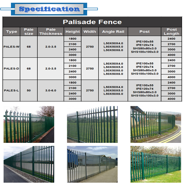 Wholesale Picket Security Palisade Fence Steel Towel Fence With Razor Wire