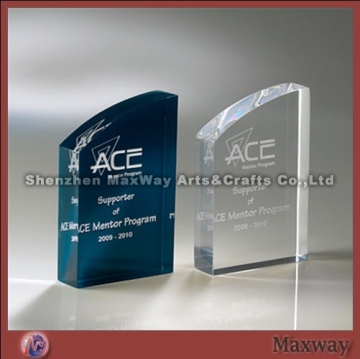 Transparent acrylic trophy with logo