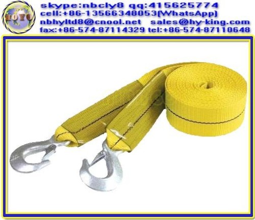 Polyester high strength towing rope , tow truck straps , elastic tow strap with hooks