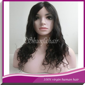 top sell human hair MONO wig,sewing hair to mono wig,curly hair wig