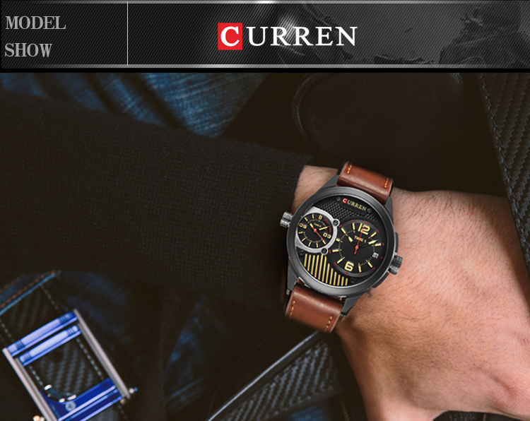 CURREN 8249 Fortune Quartz Men Watches Leather Fashion Sport Wrist Watch Manufacturer