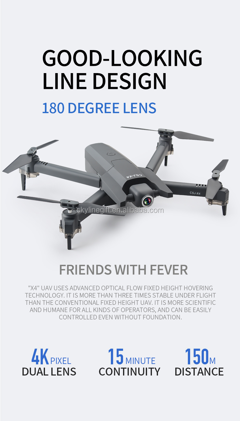 CSJ X4 Foldable Profissional Drone with HD 4K Camera WiFi FPV Wide Angle Optical Flow RC Quadcopter Christmas present Toys
