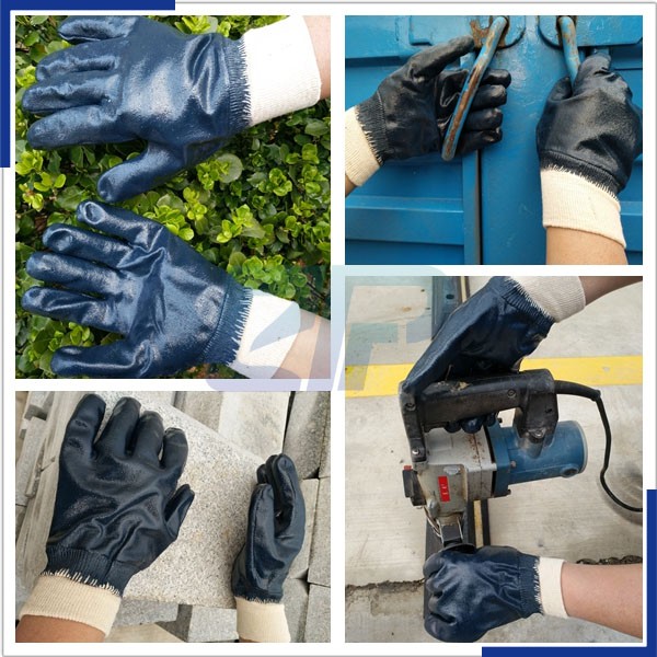 Cotton Interlock Shell Bulk Fully Nitrile Coated Gloves With Yellow Colors