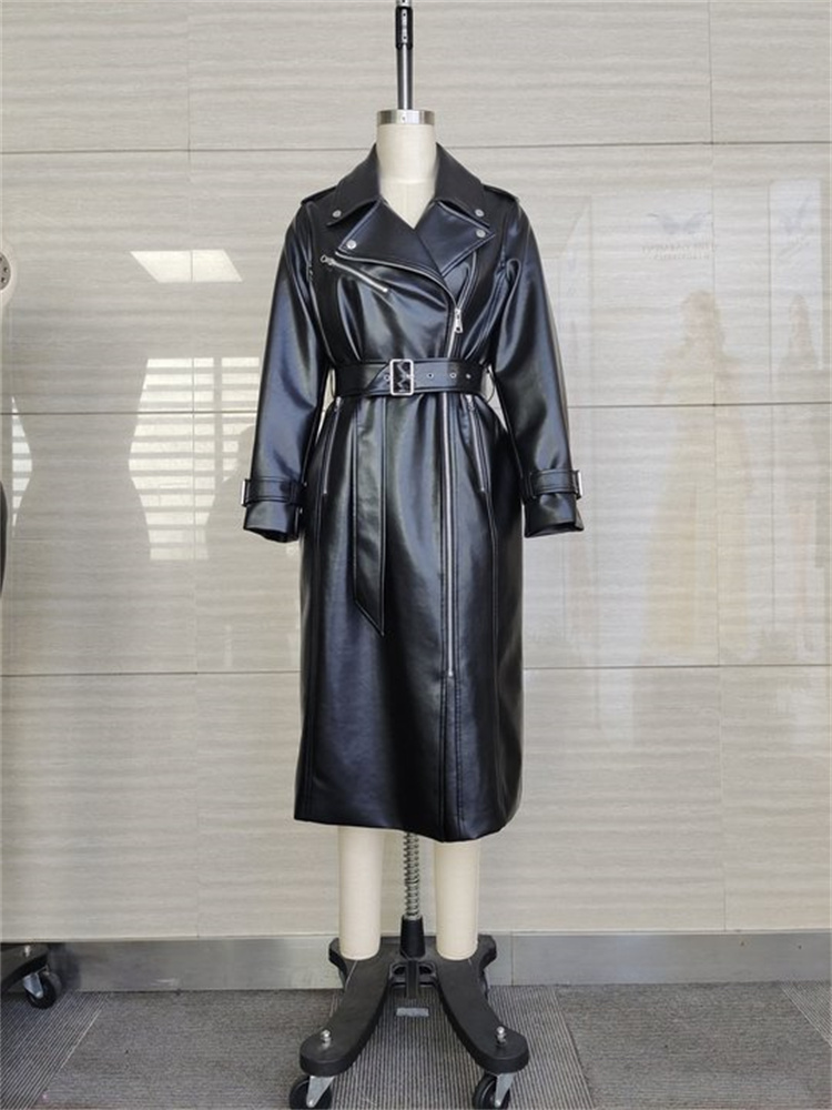 Mesdames 100% PU Smooth Black Trenchproofing Trench Coat