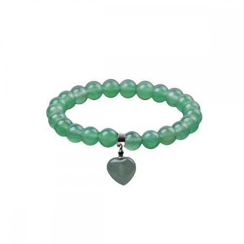 Natural crystal stone Fashion simple personality heart pendant bracelet gemstone tiger eye rose quartz bead stretch bracelet