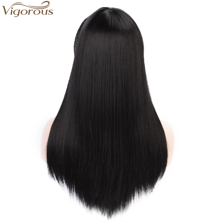 Vigorous 22 inches Cheap Long Straight Black Hair Wig Synthetic Wigs for Black Women High Temperature Wholesale Price