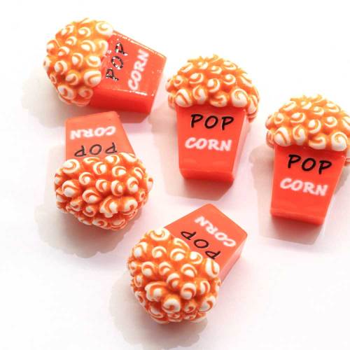 Bulk 100 Pz 24 * 28 MM Resina Flatback Popcorn Cabochons Kawaii Resina In Miniatura Casa Delle Bambole Popcorn Cibo Mestiere Capelli Fiocco Centro Mestiere