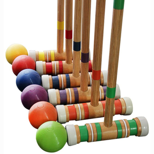 GIBBON Set da Croquet Deluxe per sei giocatori con mazze in legno