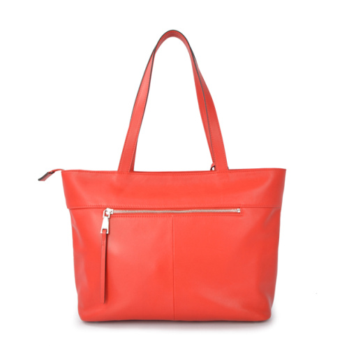 Catalina Leder Schultertasche Handcrafted Tote in Rot