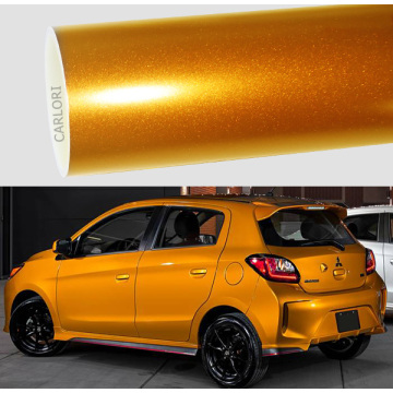 Metallic Diamond Metal Yellow Car Wrap Vinyl