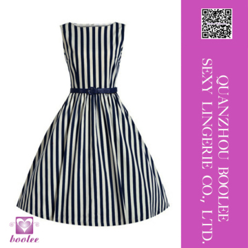 Hot sale latest fashion summer women black stripe dresses