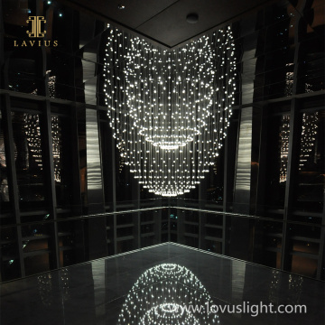 Large popular science and technology museum shopping mall custom project chandelier White star shape chandelier