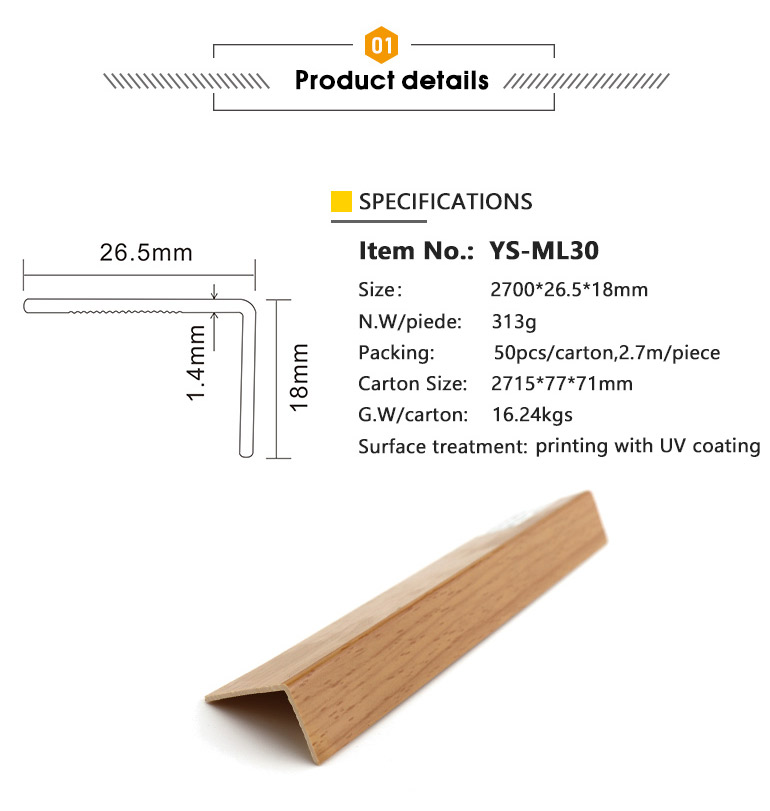 Direct Factory Competitive Price OEM Plastic Pvc Products L-shaped profile,YS-ML30