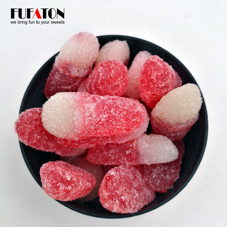 Wholesale Sugar Coated Sour Fruit shaped Jellies Candy in different size