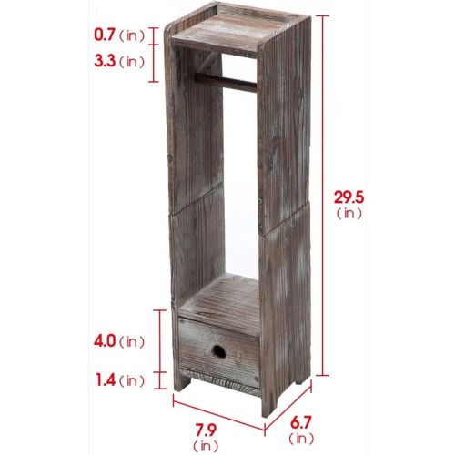 Rustic Wood Toilet Paper Holder Tissue Bathroom Shelf