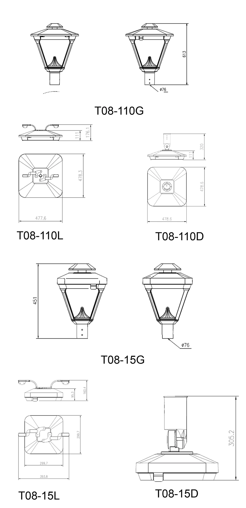 2700K-6500K Branch Road 120W LED Garden Light