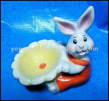 easter gifts ceramic rabbit chicken egg holder