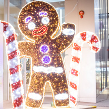 Commercial Winter Wonder Light Show: Outdoor Illuminated 3D Gingerbread Man Candy Themed Christmas Decorations