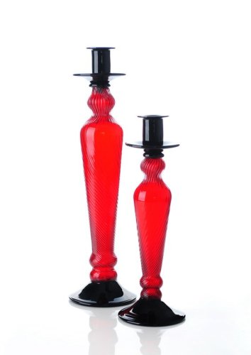 Red Decorative Glass Candle Holders For Home / Bar Decoration