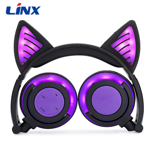 Auriculares de oreja de gato de niños regalos de Navidad con LED