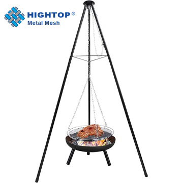 Height-Adjustable Outdoor Tripod BBQ Stove with Cooking Accessories for Camping, Gardens, and Barracks
